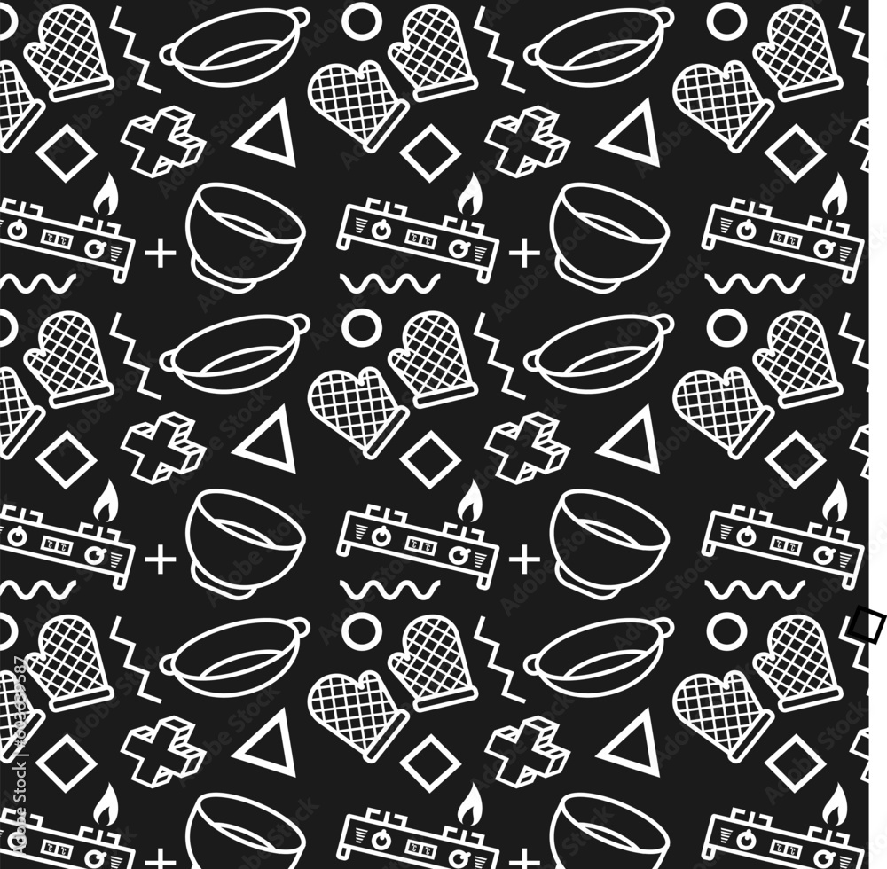 Kitchen Pattern, Kitchen pattern features a seamless design that captures the essence of a kitchen environment. Kitchen Pattern, Kitchen pattern features a seamless design that captures the essence of a kitchen environment.
