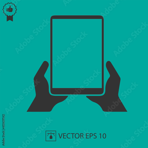 Tablet vector icon eps 10. Hands holding tablet