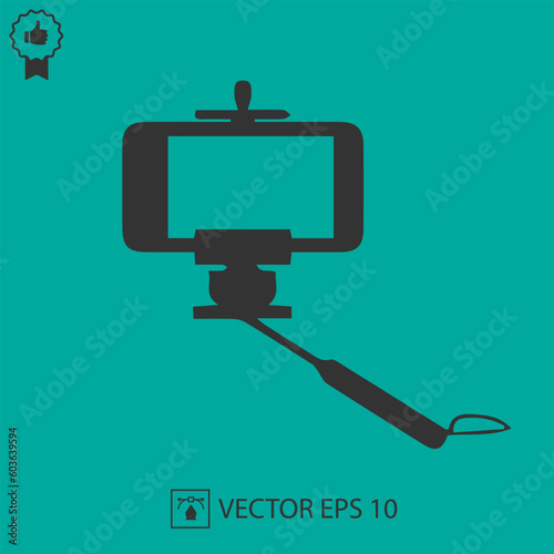 Selfie stick simple isolated vector icon.