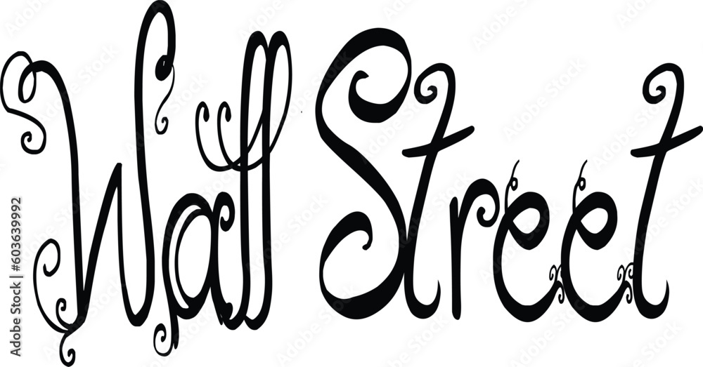 Wall Street finacial districtNew York text sign illustration on White background Wall Street finacial districtNew York text sign illustration on White background