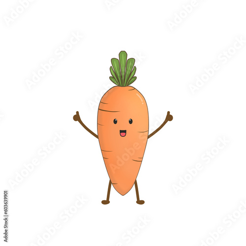 Little carrot cartoon character organic
