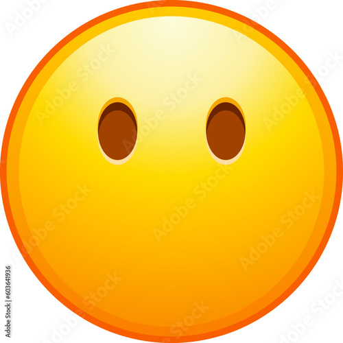 Top quality emoticon. Cute silent emoticon, smiley without mouth emoji. Yellow face emoji. Popular element. Detailed emoji icon from the Telegram app.