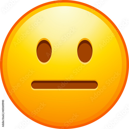 Top quality emoticon. Expressionless emoji. Straight face, emoticon with neutral line eyes and mouth. Yellow face emoji. Popular element. Detailed emoji icon from the Telegram app.