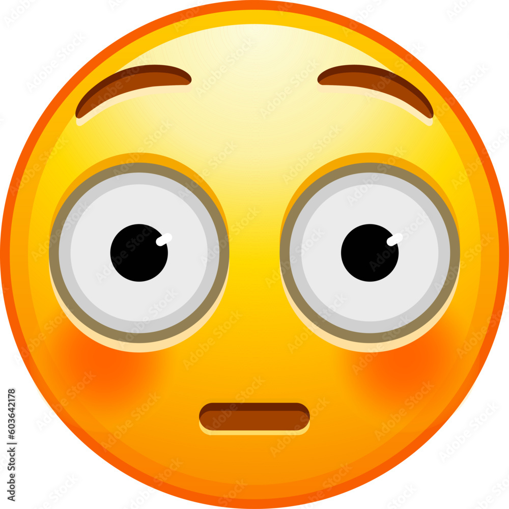 Top quality emoticon. Flushed emoji looks away. Embarrassed emoticon
