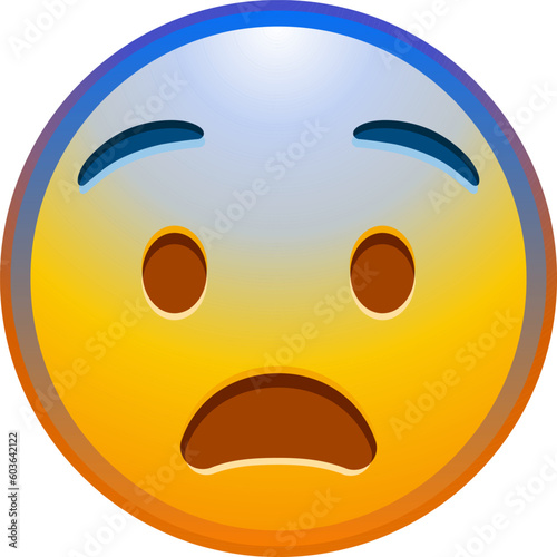 Screaming in fear emoji. Horror and fright emoticon. Face with blue forehead, big scared eyes and long, open mouth. Detailed emoji icon from the Telegram app.
