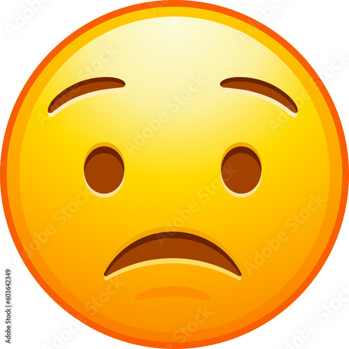 Top quality emoticon. Persevering emoji. Helpless face with scrunched eyes. Yellow face emoji. Popular element. Detailed emoji icon from the Telegram app.