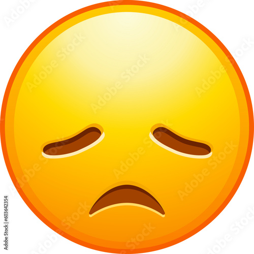 Top quality emoticon. Persevering emoji. Helpless face with scrunched eyes. Yellow face emoji. Popular element. Detailed emoji icon from the Telegram app.