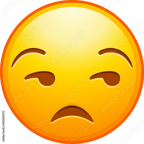 Top quality emoticon. Unamused emoji. Meh emoticon, dissatisfied yellow face with side-eye. Yellow face emoji. Popular element. Detailed emoji icon from the Telegram app.