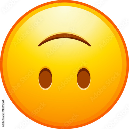 Top quality emoticon. Upside down emoji. Silly emoticon, inverted smiling Yellow face emoji. Element. Detailed emoji icon from the Telegram app.