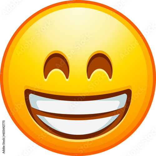 Beaming emoji with smiling eyes. Grinning emoticon with radiant smile. Detailed emoji icon from the Telegram app.