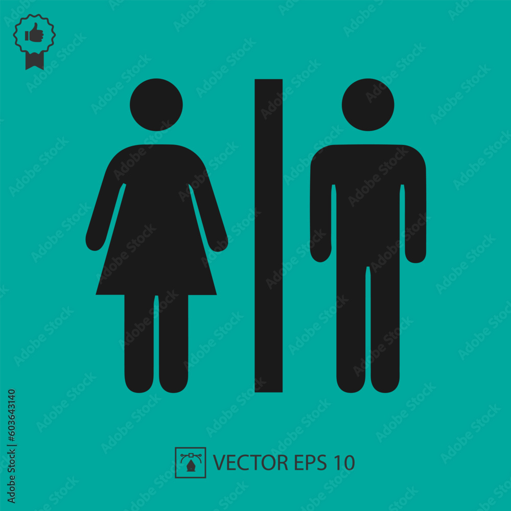 Lady and man toilet sign vector icon eps 10. Restroom symbol. Lady and man toilet sign vector icon eps 10. Restroom symbol.