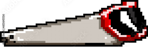 construction saw hand game pixel art retro vector. bit construction saw hand. old vintage illustration