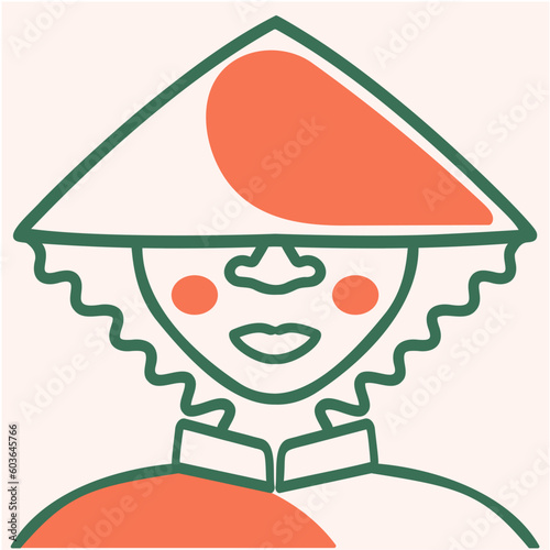 Illustration of the Chinese girl with a hat artwork