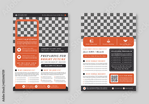 Flat Design Style School Admission Vertical Flyer or Poster Template