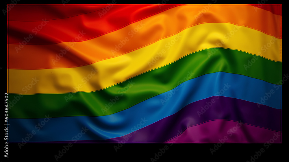 Fototapeta premium The flag of the gay community is fluttering in the wind. Generative ai.