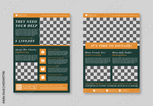 Vertical Concept Charity, Social Activity, and Donation Flyer Template