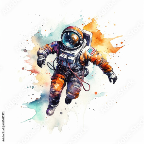 spaceman watercolor colors for drawing childish