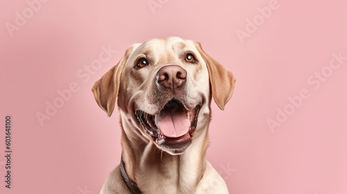 Labrador retriever dog isolated on pink background.Generative Ai