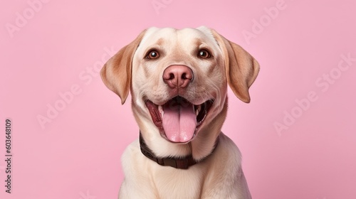 Labrador retriever dog isolated on pink background.Generative Ai