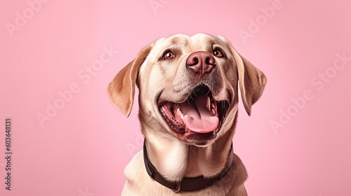 Labrador retriever dog isolated on pink background.Generative Ai © Rudsaphon