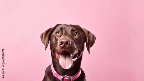 Labrador retriever dog isolated on pink background.Generative Ai © Rudsaphon