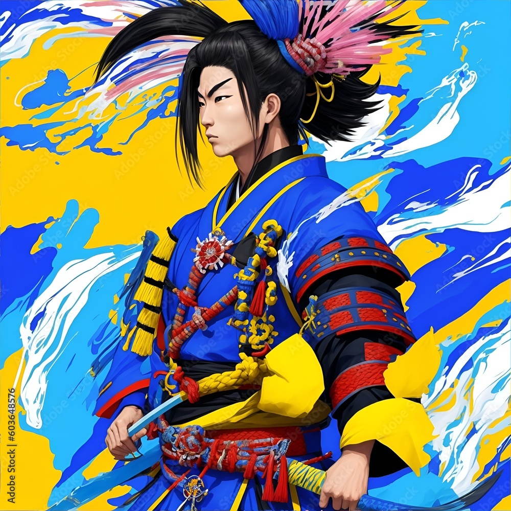 Fototapeta premium Samurai, colorful, abstract image