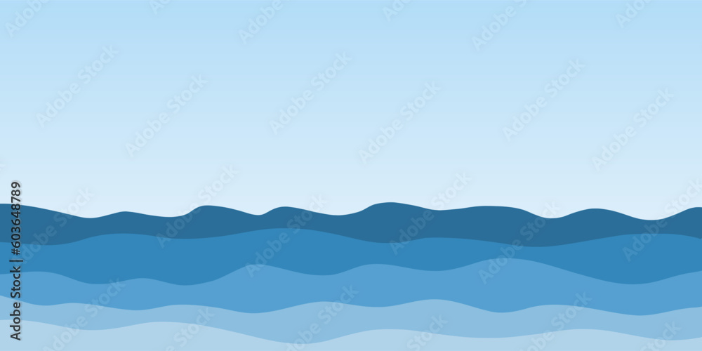 Blue sea waves vector pattern