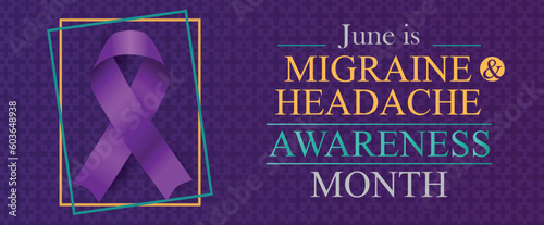 June is Migraine and Headache Awareness Month. EPS10 poster, banner and background.