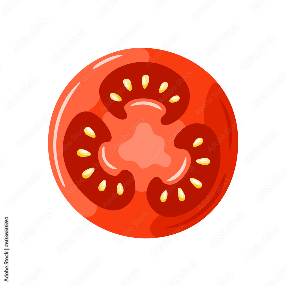 Red tomato isolated on white background. Vector illustration