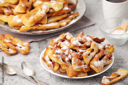 Angel wings, traditional sweet crisp pastry