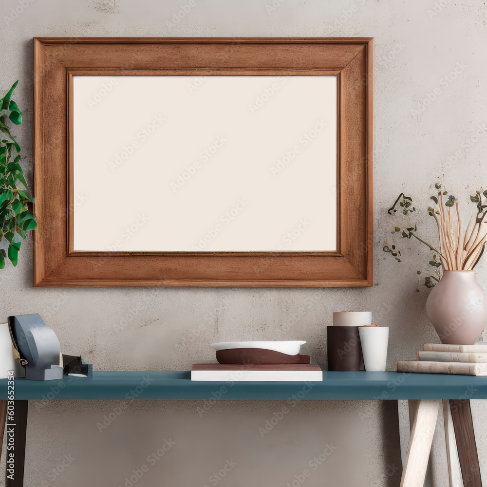 wooden frame with white background on desk table wooden frame with white background on desk table