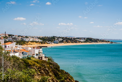 Awesome view of Albufeira Beach, panoramic , turistic and famous place called praia dos pescadores or fisherman beach in Albufeira, Portugal.