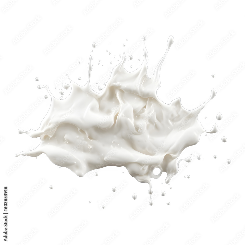 Realistic milk cream splashes isolated on a white background. PNG transparent available. Generative AI. Realistic milk cream splashes isolated on a white background. PNG transparent available. Generative AI.