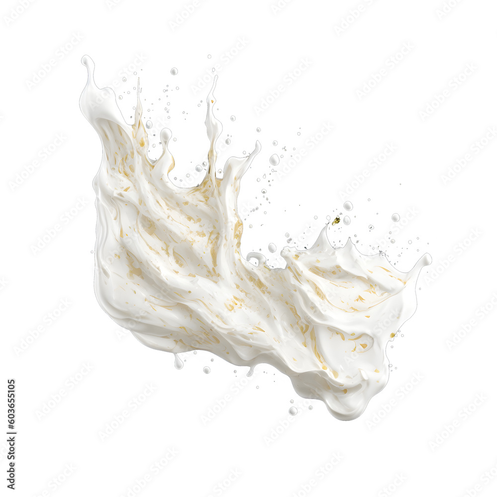 Realistic milk cream splashes isolated on a white background. PNG transparent available. Generative AI. Realistic milk cream splashes isolated on a white background. PNG transparent available. Generative AI.