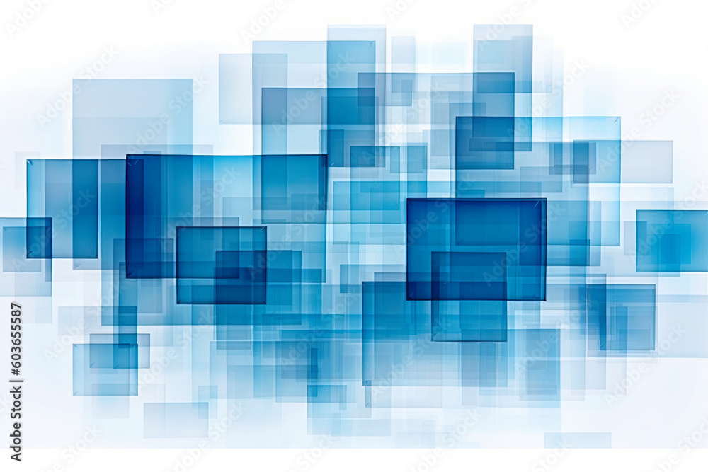 abstract blue squares on a white background, in the style of technology-based art, Generative AI abstract blue squares on a white background, in the style of technology-based art, Generative AI