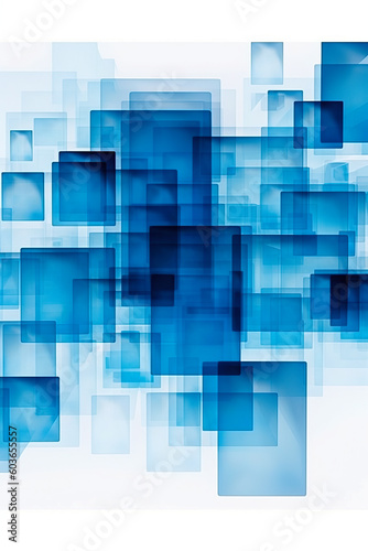 abstract blue squares on a white background  in the style of technology-based art  Generative AI