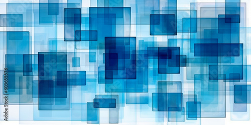 abstract blue squares on a white background, in the style of technology-based art, Generative AI