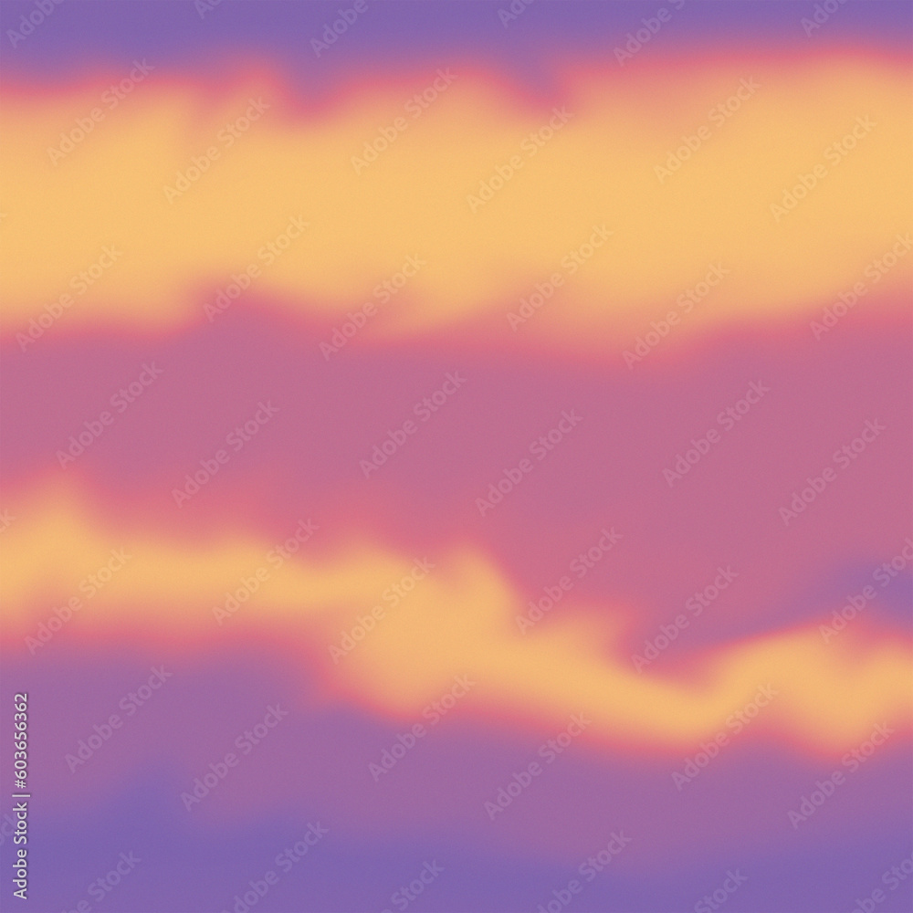 Sunset cloud gradient background, orange & purple colour banner, cover with texture, noise and grain effects 