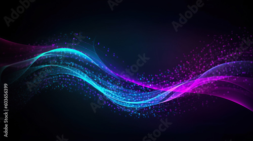 a colorful wave background with blue, purple, and white light effects, Generative AI