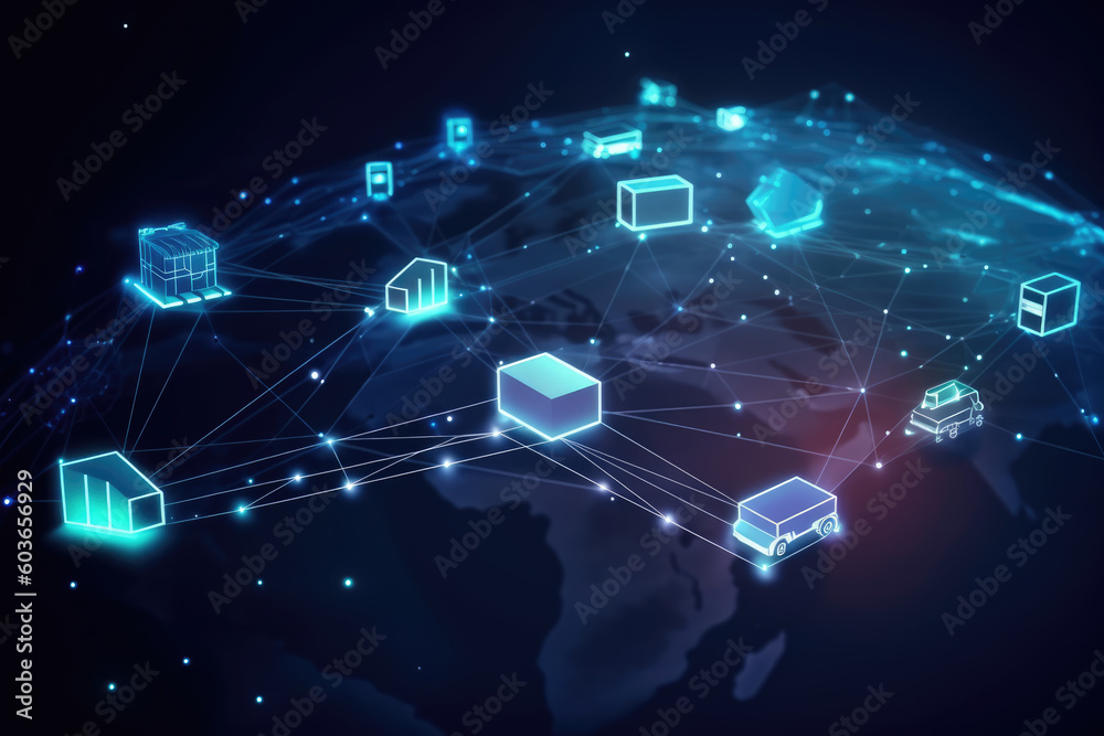 logistics cargo and delivery industry concepts with package and service system.business economy demand and supply.generative ai technology logistics cargo and delivery industry concepts with package and service system.business economy demand and supply.generative ai technology