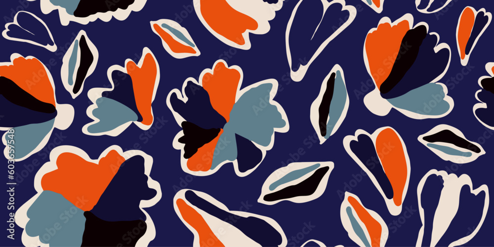 Naklejka premium Seamless pattern beautiful abstract flowers vector