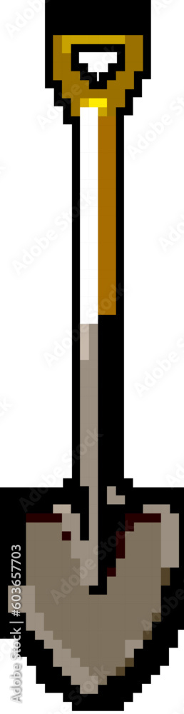 Obraz premium equipment shovel tool game pixel art retro vector. bit equipment shovel tool. old vintage illustration