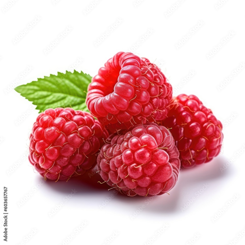 Raspberries isolated on white background (generative AI) Raspberries isolated on white background (generative AI)