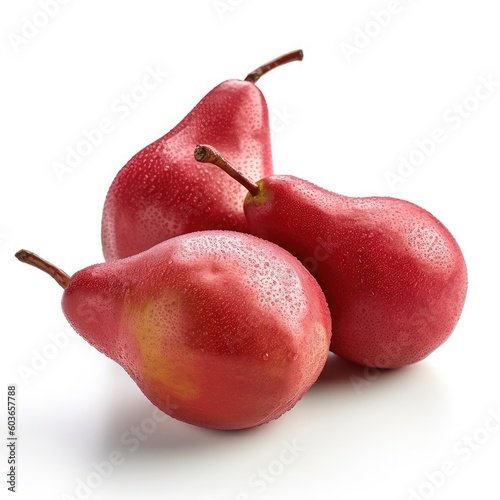Red Pears isolated on white background (generative AI)
