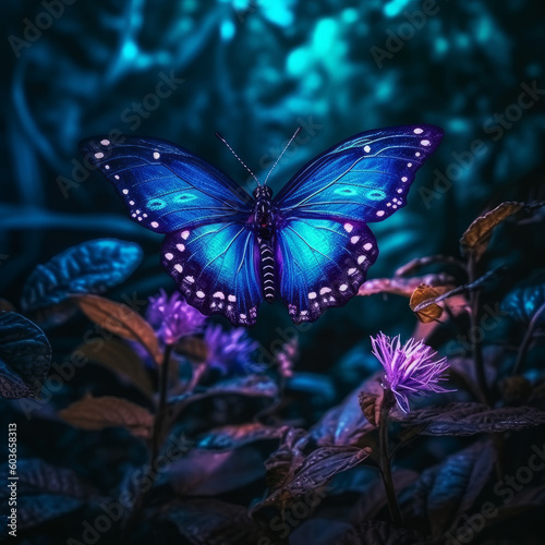 Meon Light Glowing Butterfly on Flower © Anurag