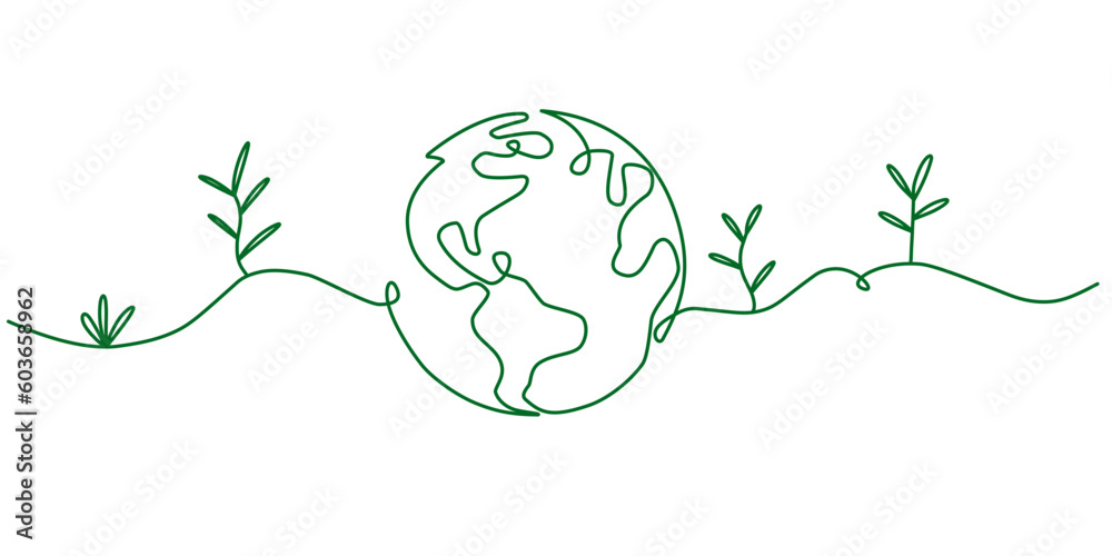 Environment day line art style vector illustration