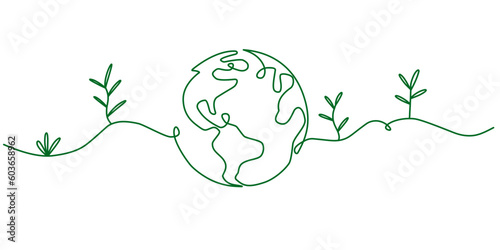 Environment day line art style vector illustration photo