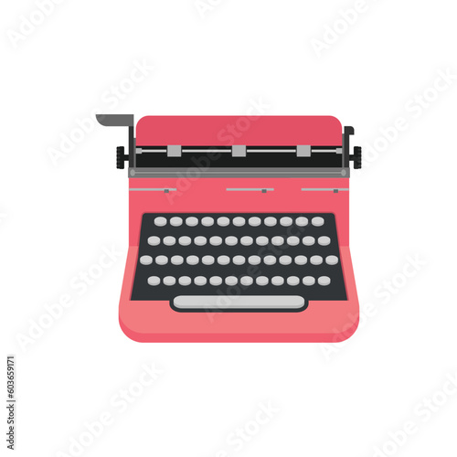 Set Of Typewriter Hand Drawing Vector Illustration Big Collection. Typewriter Icon With Buttons Alphabet Design. Hi-Quality Premium Colorful Vintage Retro Old Typewriter Collection. White Background.