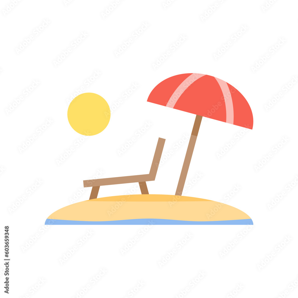 Beach sea summer icon flat vector design