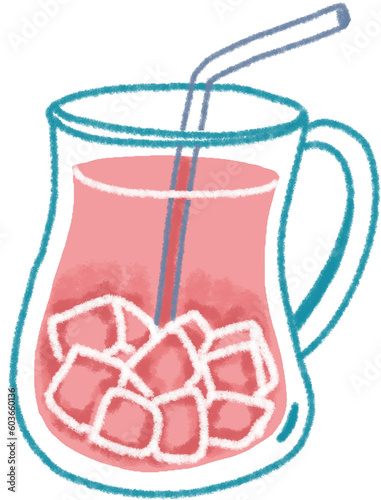 Summer cocktails.soft drink isolated on white background. Hand drawn pastel, crayon, oil pastel and chalk illustration